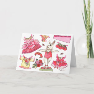 Carte d'anniversaire rose de poupée de papier de