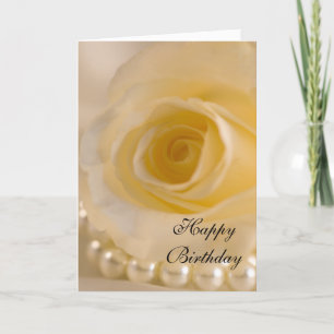 Carte d'anniversaire rose et perles