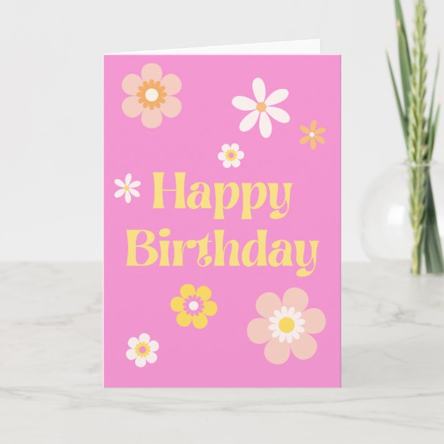 Carte d'anniversaire rose Floral (Devant)