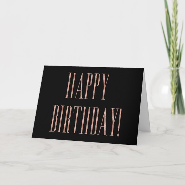 Carte d'anniversaire Rose Gold & Black Happy (Devant)