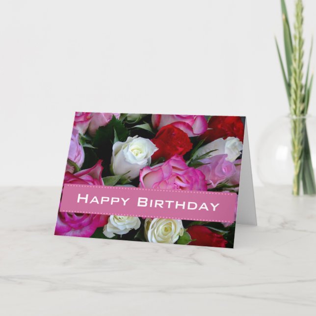 Carte d'anniversaire rose heureuse (Devant)