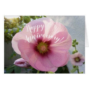 Carte d'anniversaire rose Hollyhock