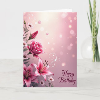 Carte d'anniversaire Rose Lily douce