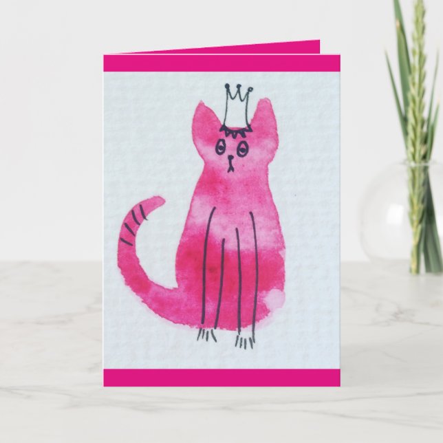 Carte d'anniversaire rose Princess Kitty (Devant)