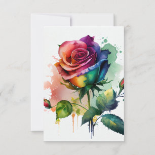 Carte d'anniversaire Rose Rainbow Watercolor