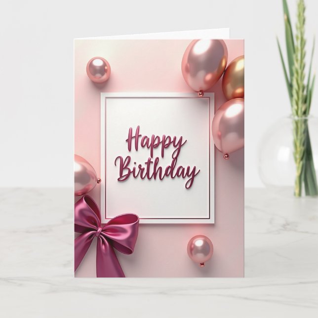 Carte d'anniversaire Rose Script (Devant)