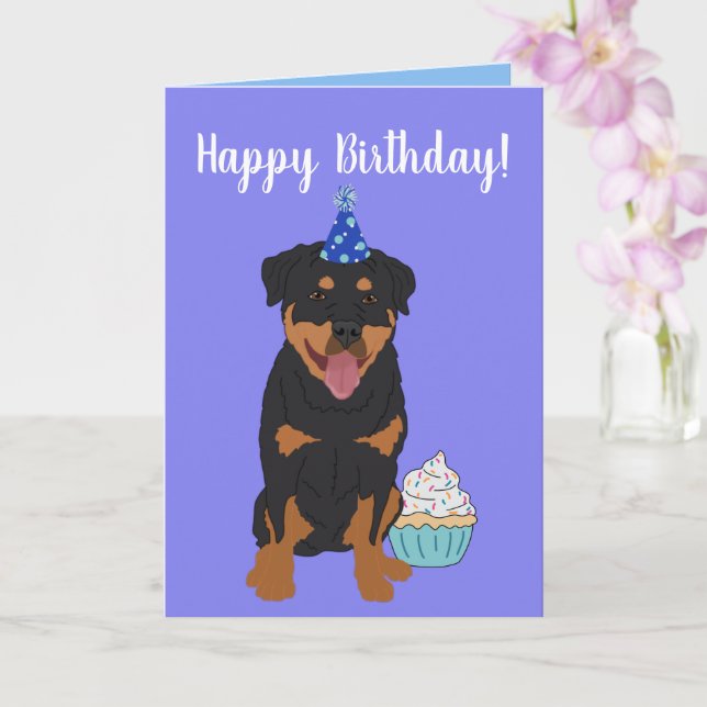 Carte d'anniversaire Rottweiler (Orchidée)