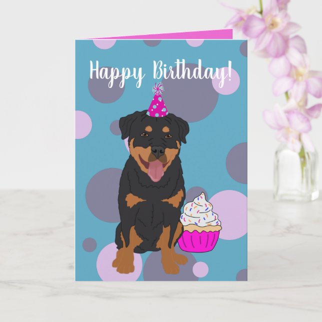 Carte d'anniversaire Rottweiler (Orchidée)