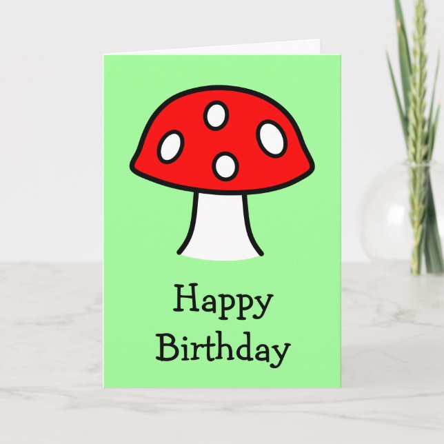 Carte d'anniversaire rouge de champignon (Devant)