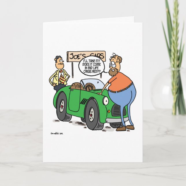 Carte d'anniversaire rouge de crise de la vie moye (Devant)