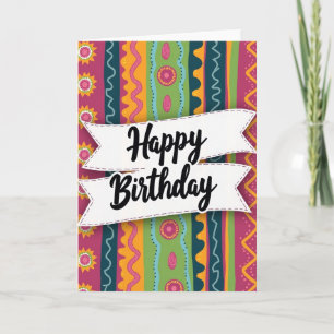 Carte d'anniversaire ruban coloré