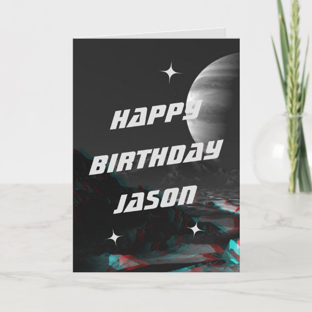 Carte d'anniversaire Sci-Fi Space 3D Anaglyph (Devant)