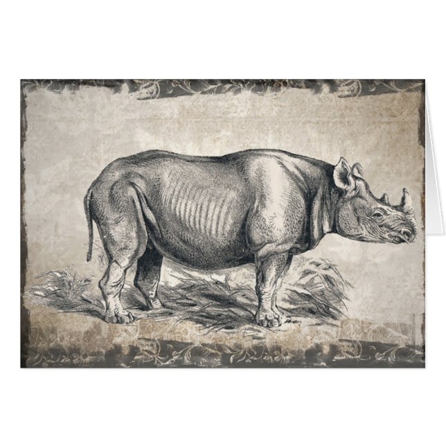 Carte d'anniversaire séduisante Sepia Rhino (Devant horizontal)