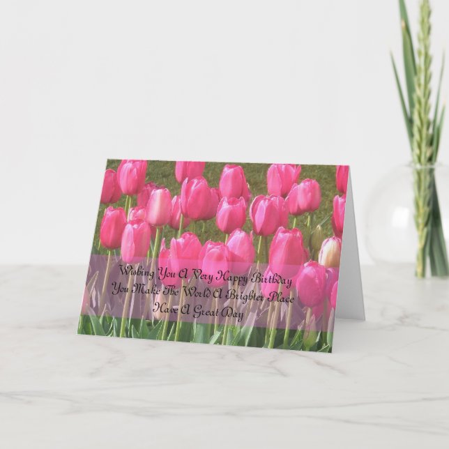 Carte d'anniversaire Sentimental Pink Tulip (Devant)