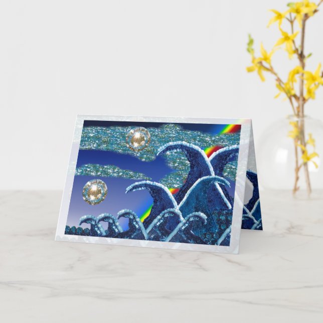 Carte d'anniversaire Sequin Waves Seascape (Fleur jaune)