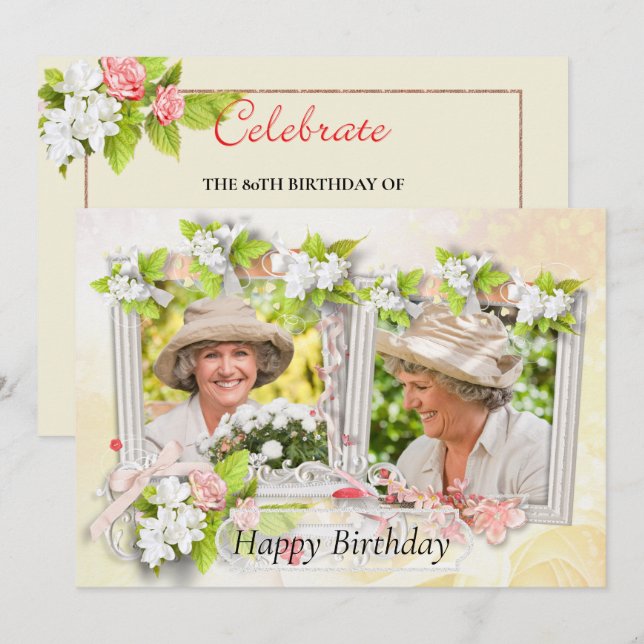 Carte d'anniversaire Shabby Chic Photo (Devant / Derrière)