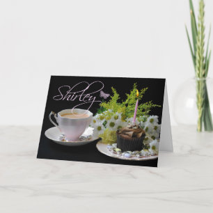 Carte D'Anniversaire Shirley Avec Gâteau De Thé Et
