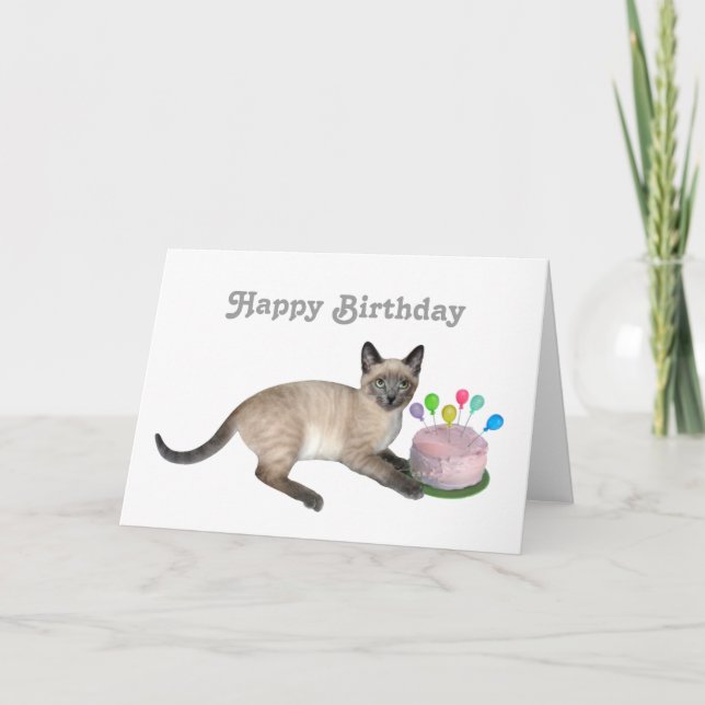Carte d'anniversaire siamoise de chaton (Devant)