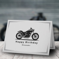 Carte d'anniversaire silhouette de moto noire élég