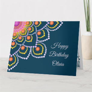 Carte d'anniversaire simple et colorée Mandala