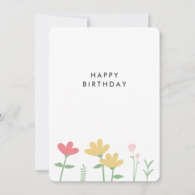 Carte d'anniversaire simple Fleur sauvage rose (Devant)