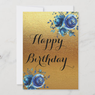 Carte d'anniversaire simple Golden happy