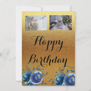 Carte d'anniversaire simple Golden happy