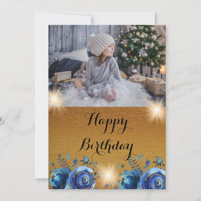 Carte d'anniversaire simple or heureux (Devant)