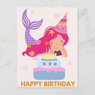 Carte d'anniversaire Sirène Joyeux Anniversaire