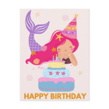 Carte d'anniversaire Sirène Joyeux Anniversaire