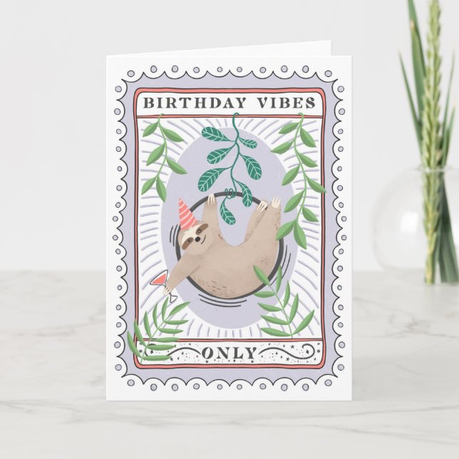 Carte d'anniversaire Sloth | Faisceau aérien (Devant)