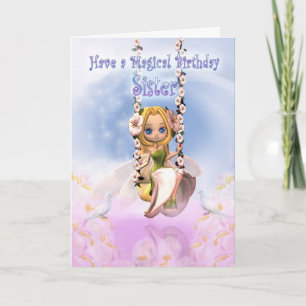 Carte d'anniversaire Soeur avec Cutie Pie fairy su