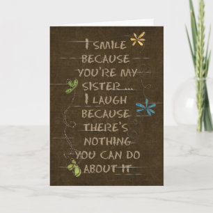 Carte d'anniversaire Soeur humoristique