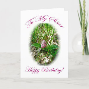 Carte d'anniversaire Soeur Pink Lady Slipper Orchi