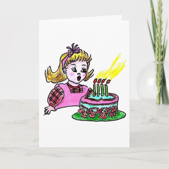 CARTE D'ANNIVERSAIRE - SOUFFLER DES BOUGIES SUR UN (Devant)