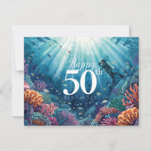 Carte d'anniversaire sous-marine pour 50 ans de pl