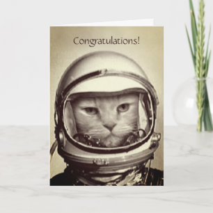 Carte d'anniversaire "Space Cat" amusante