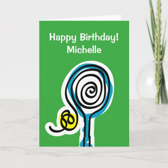 Carte d'anniversaire sportive pour joueur de tenni (Devant)