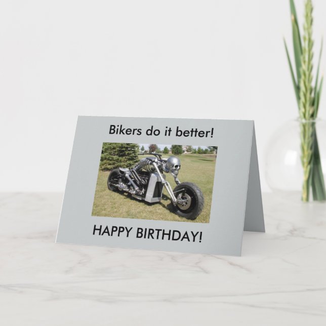 Carte d'anniversaire squelette de moto (Devant)