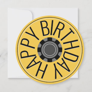 Carte d'anniversaire Steampunk Roue Jaune Joyeux A