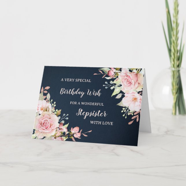 Carte d'anniversaire Stepsoeur Fleurs roses (Devant)