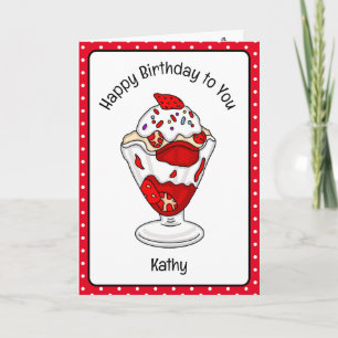 Carte d'anniversaire sucrée Crème glacée Sundae