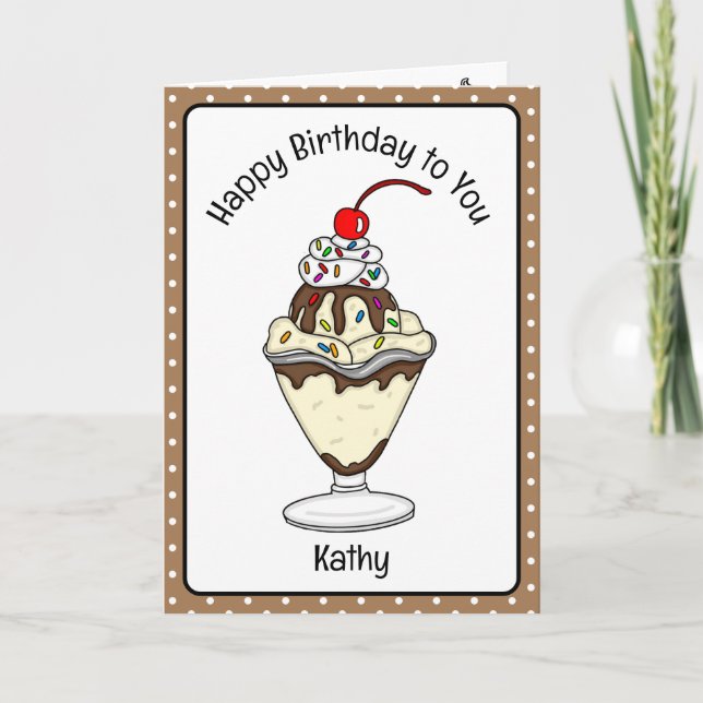 Carte d'anniversaire sucrée Crème glacée Sundae (Devant)