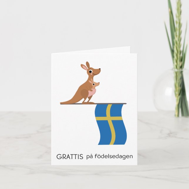 Carte d'anniversaire suédoise - Grattis på födelse (Devant)