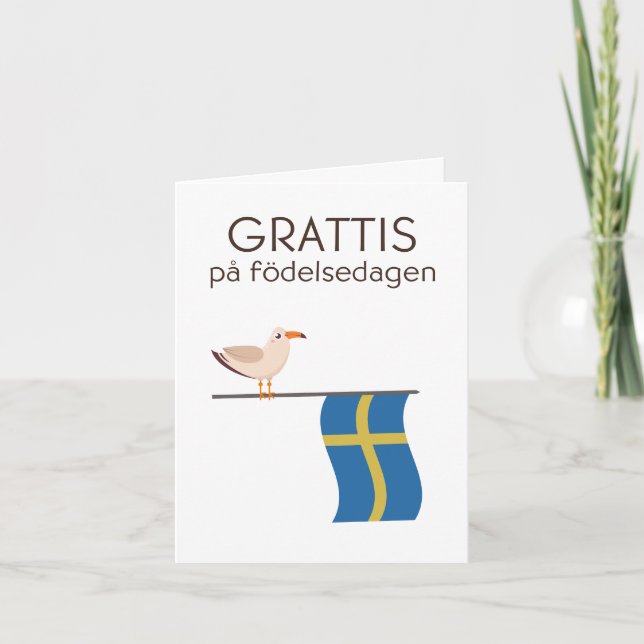 Carte d'anniversaire suédoise – Joyeux anniversair (Devant)