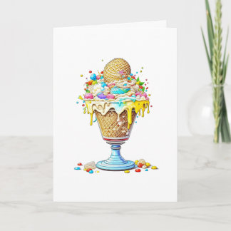 Carte d'anniversaire | Sundae crème glacée lunaire