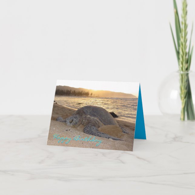 Carte d'anniversaire Sunset Green Sea Turtle (Devant)