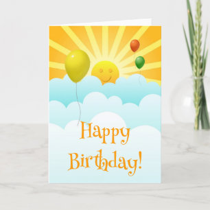 Carte d'anniversaire Sunshine Happy Face et Ballon