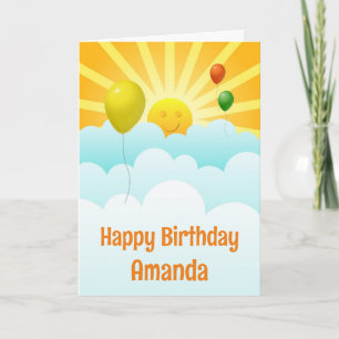 Carte d'anniversaire Sunshine Happy Face et Ballon