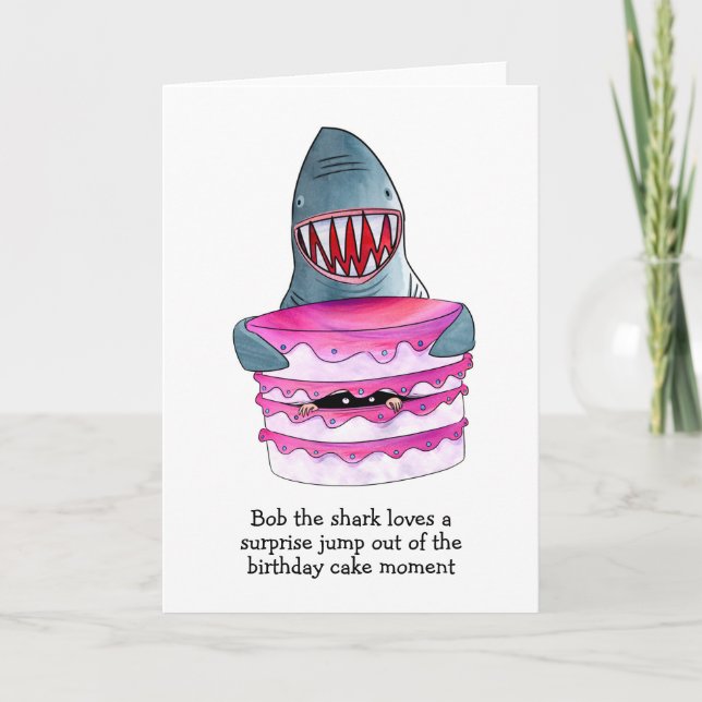 Carte d'anniversaire surprise du gâteau de requin (Devant)